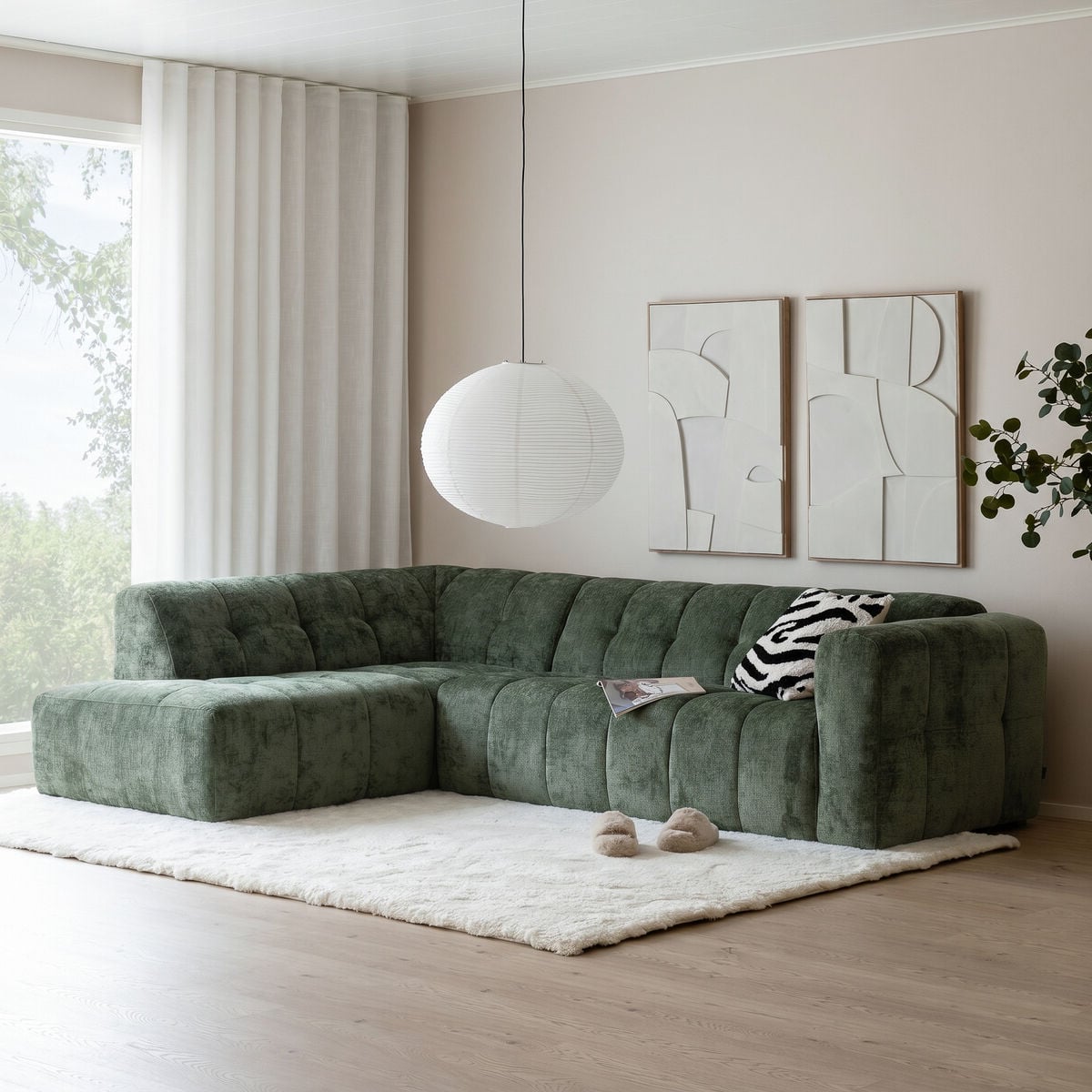 Veke Pilvi avokulmasohva vasen vihreä Garnet myrtle